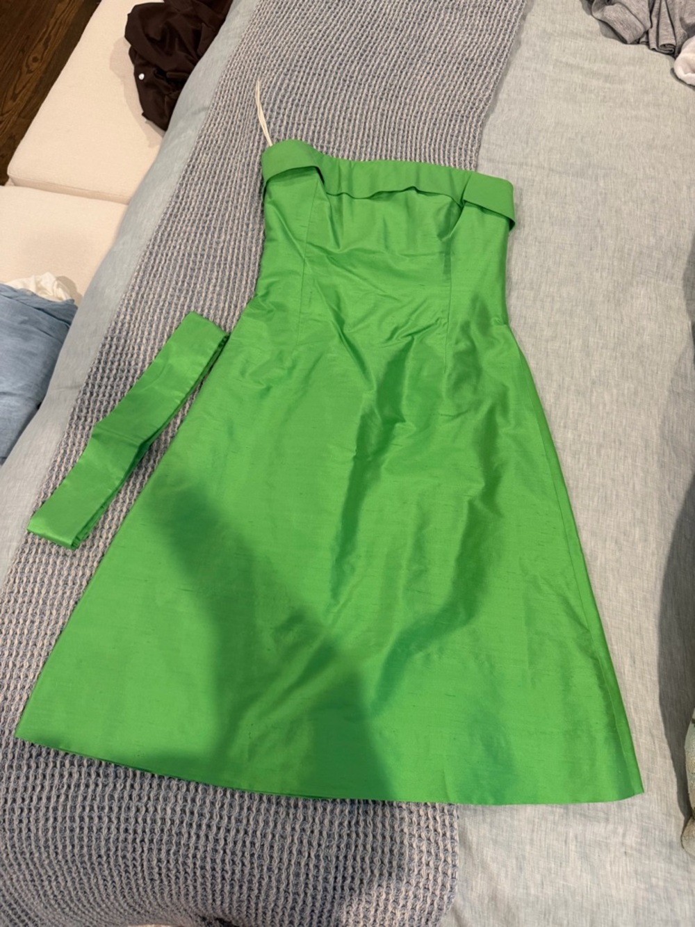 C.K. Bradley New York Bright Green Strapless silk Dress